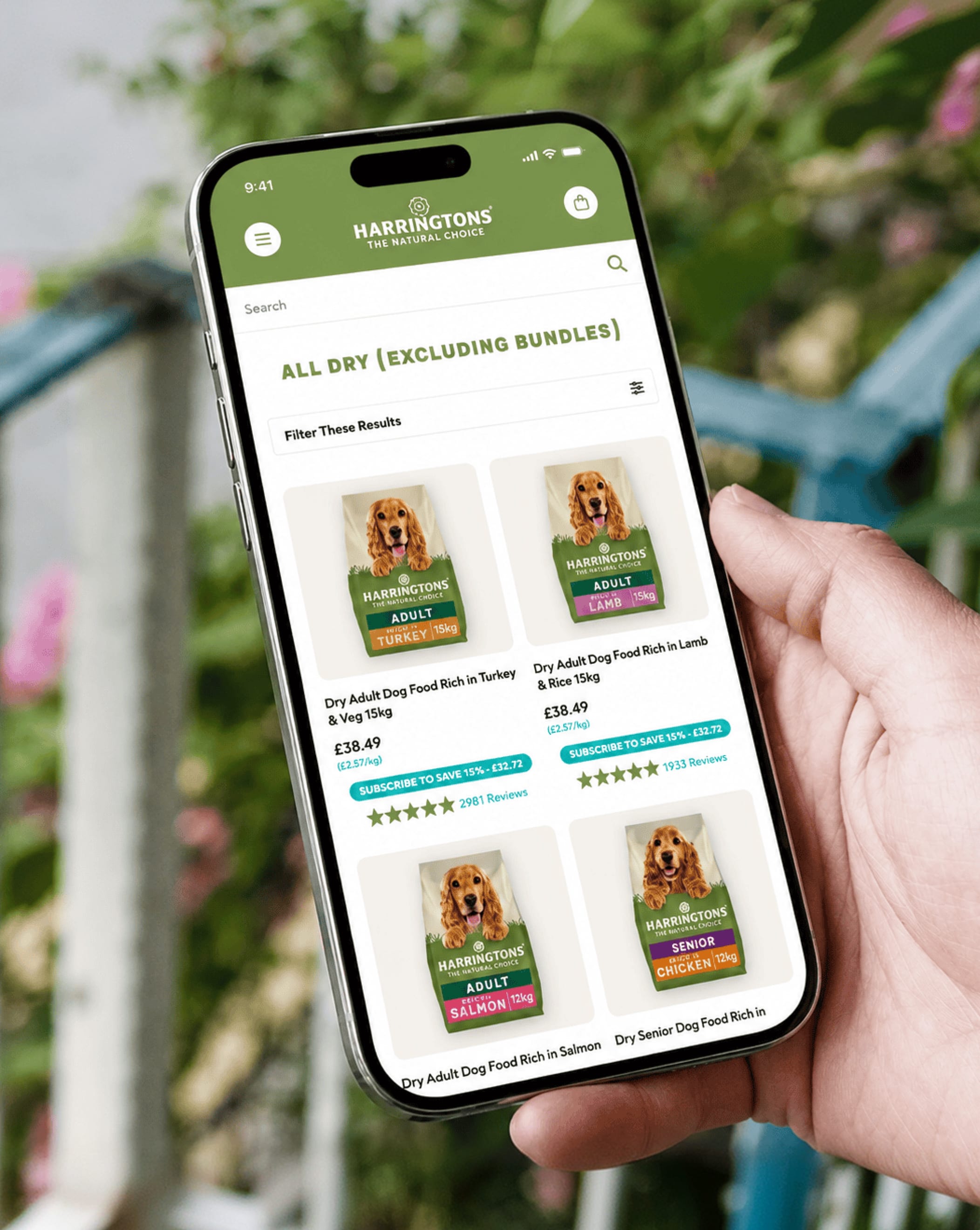Harringtons website on mobile