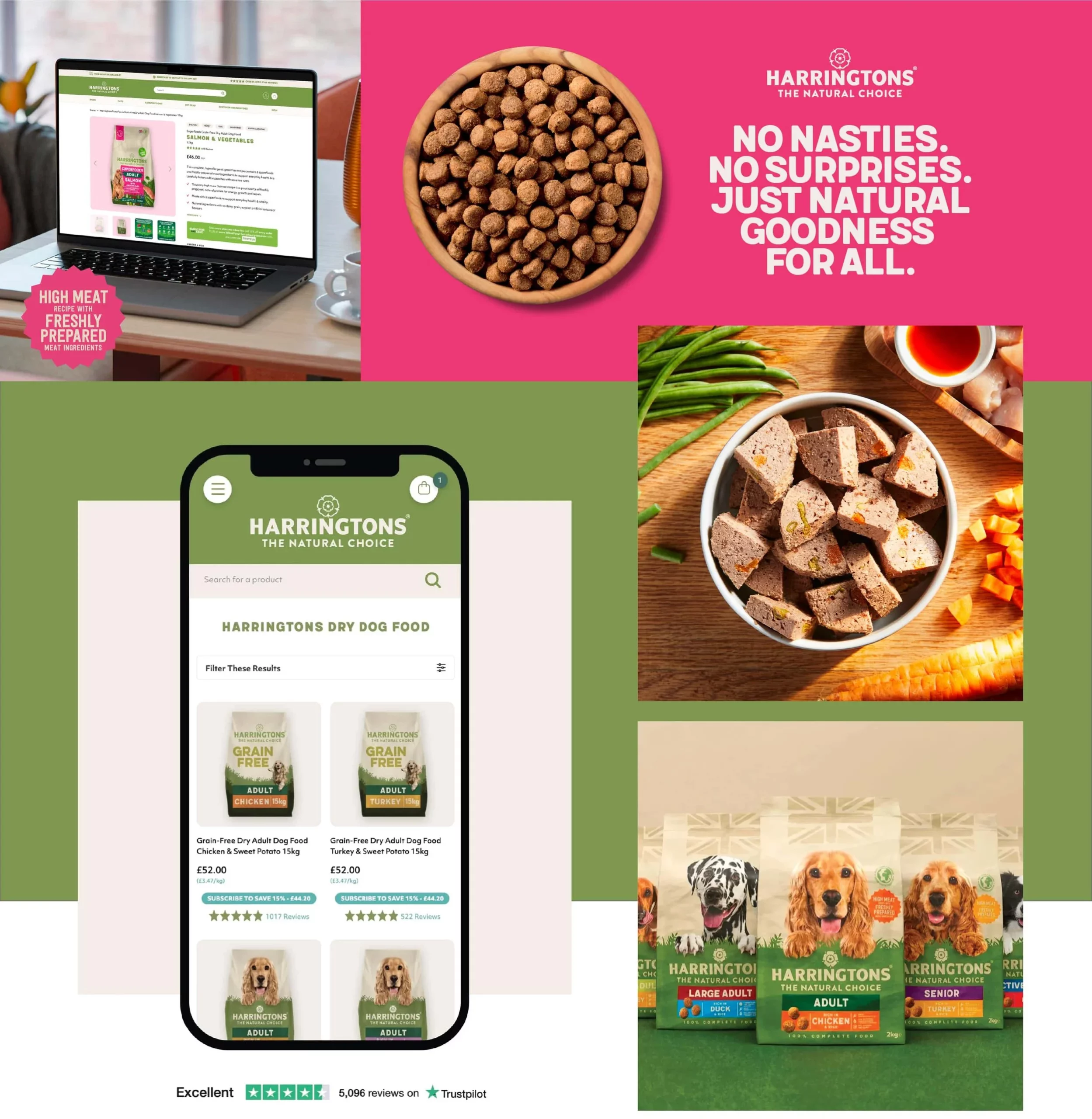 Harringtons "no nasties" brand messaging in the new design system