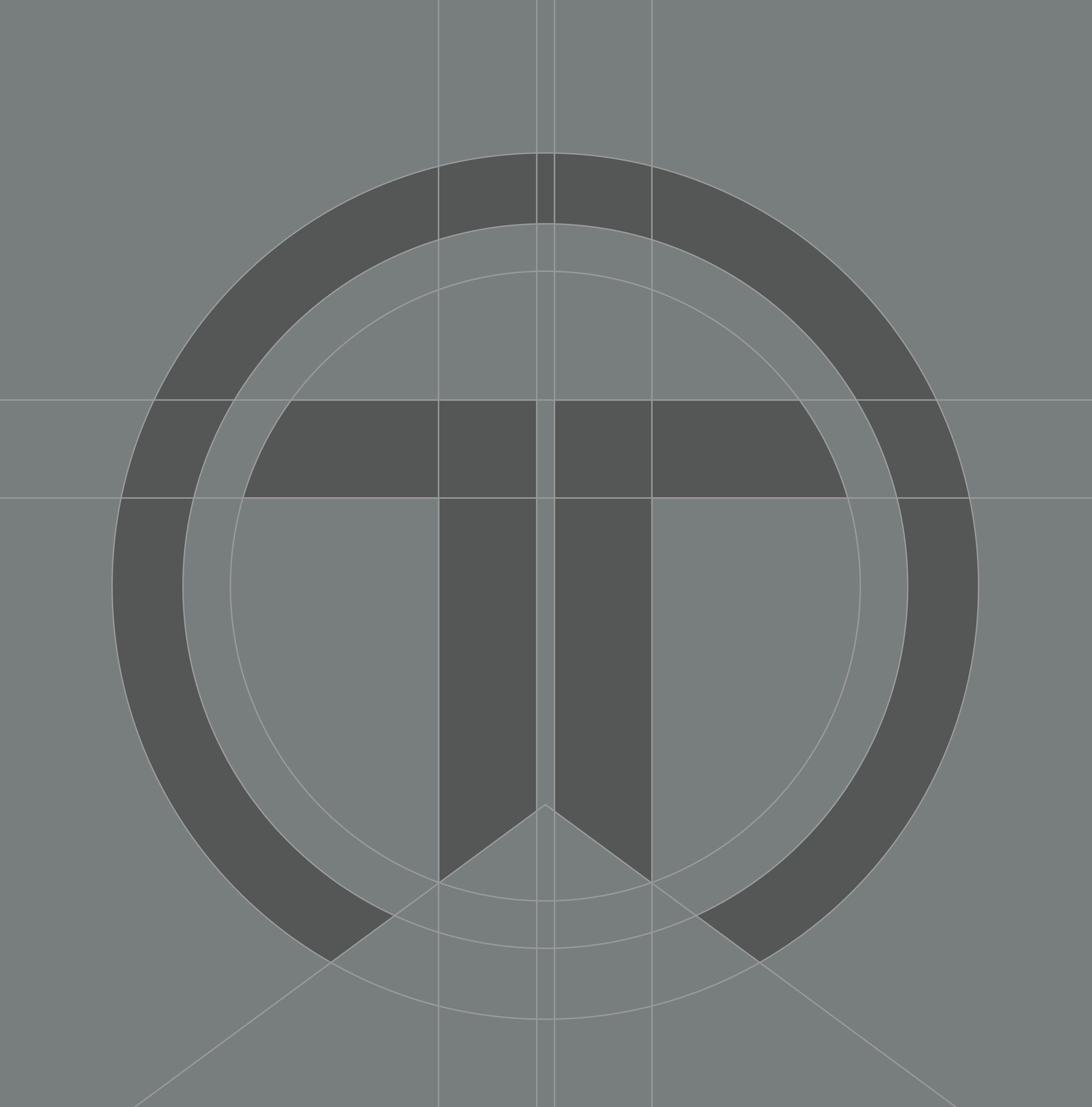 Construction grid of the Tunnelcraft monogram, drawn from tunnel and shaft geometry