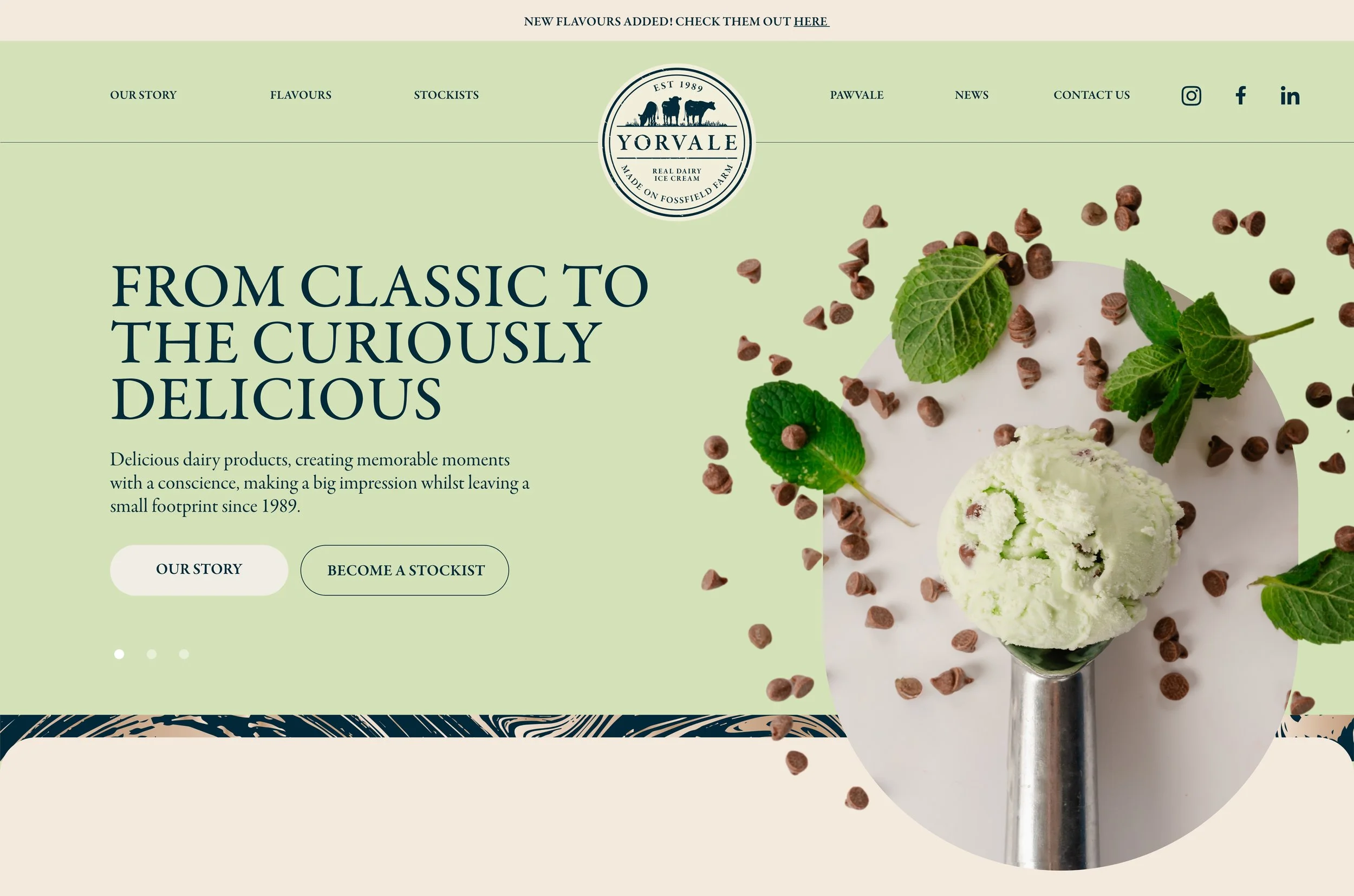 The Yorvale website colour system adapting to a flavour