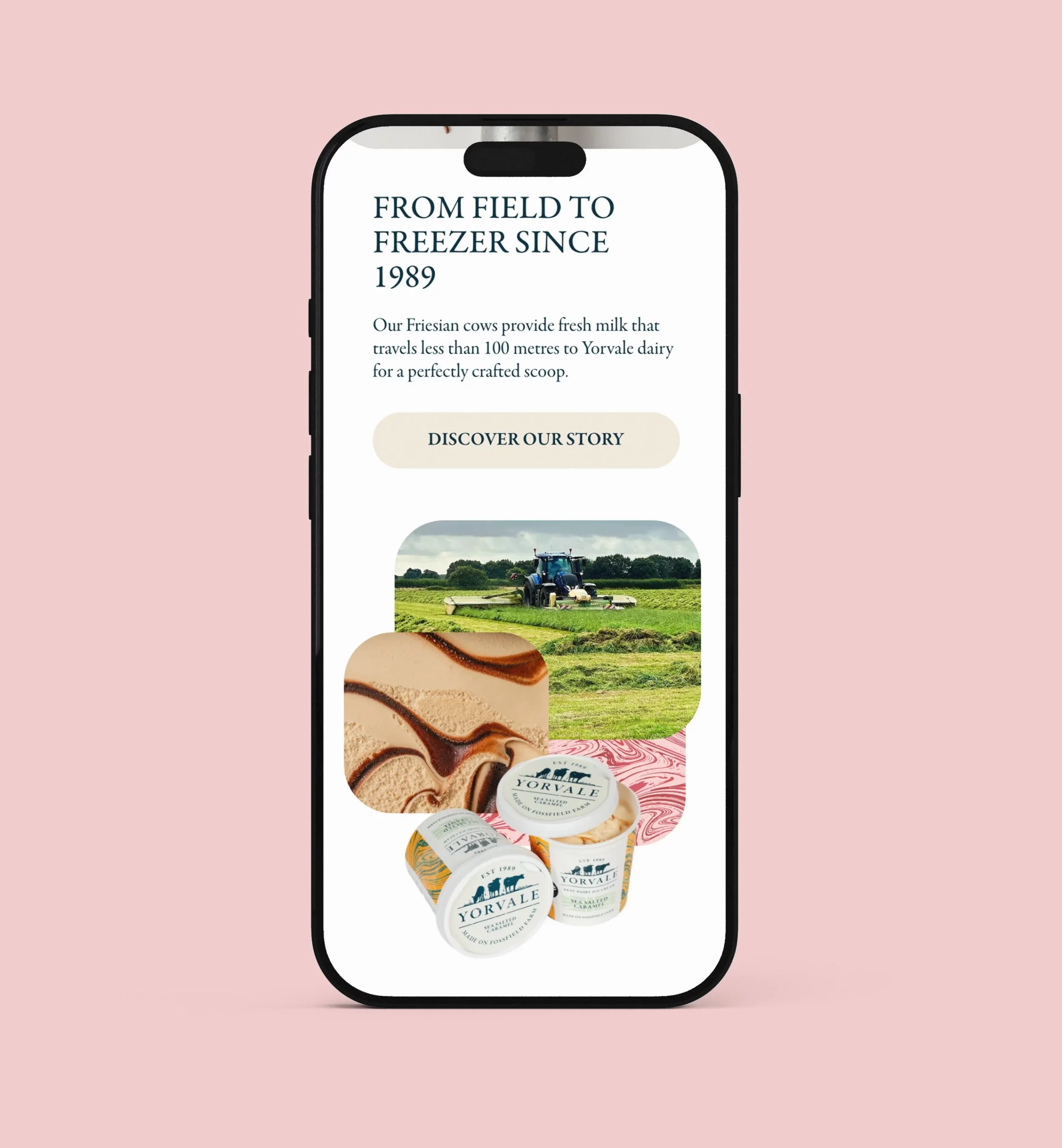 The Yorvale website flavour pages shown on a smartphone
